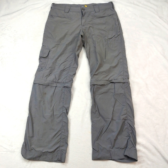 CABELAS WOMENS GRAY CONVERTIBLE NYLON GORPCORE HIKING CARGO ZIP OFF PANTS SIZE 8 - Picture 1 of 10